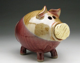 Rot und Kupfer Shino Keramik Sparschwein - Made to Order