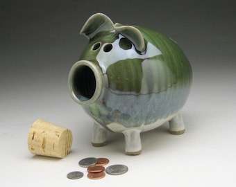 緑と白のセラミック貯金箱 - オーダーメイド