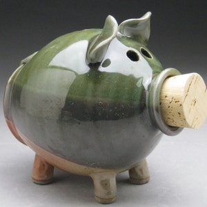 Piggy Bank  in Green and Copper - Made to Order