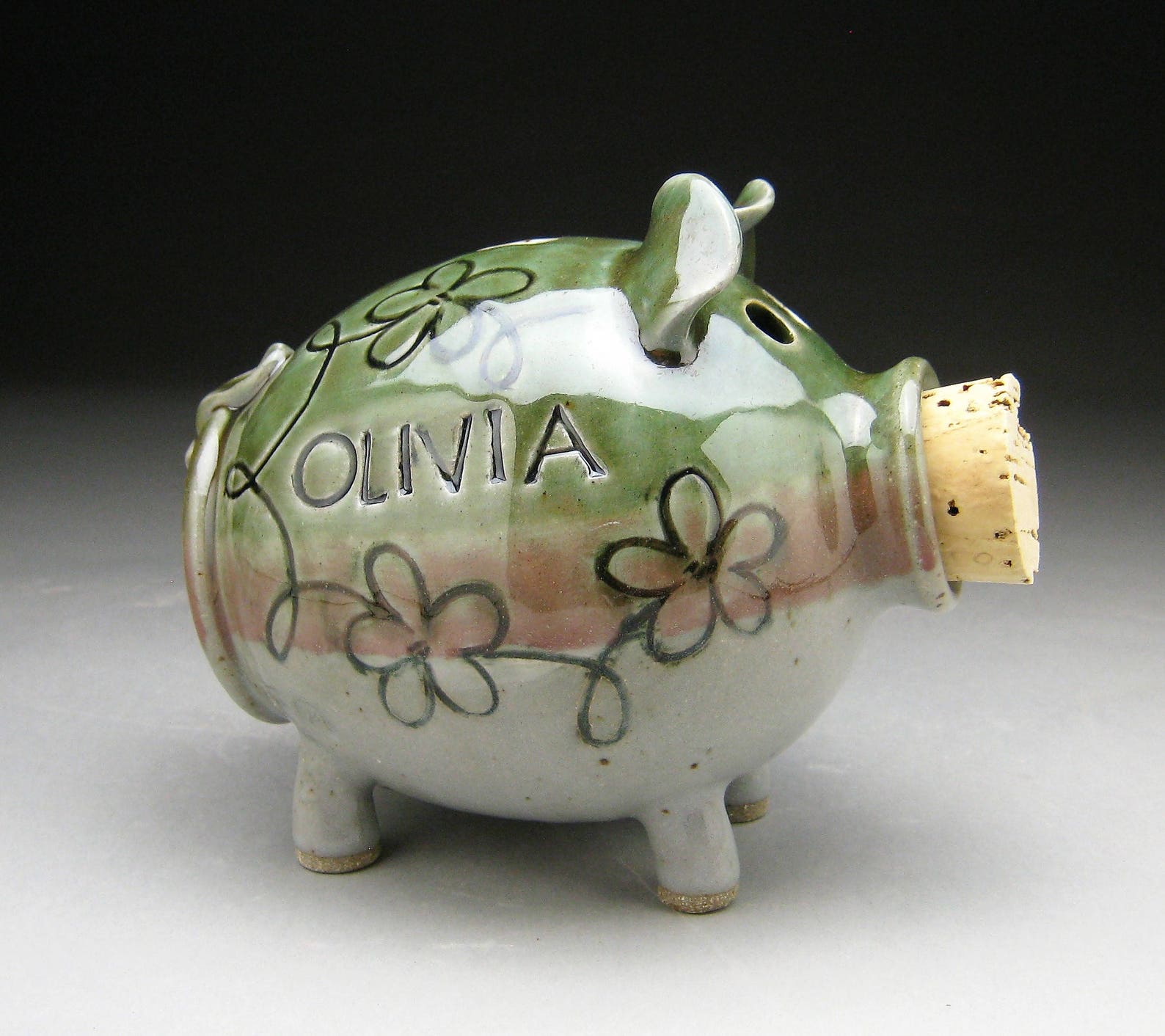 Large Ceramic Piggy Bank Personalized Made to Order Etsy
