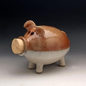Copper and Off White Ceramic Piggy Bank - Made to Order