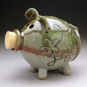 Personalized Piggy Bank with Whimsical Flowers Made to Order image 4