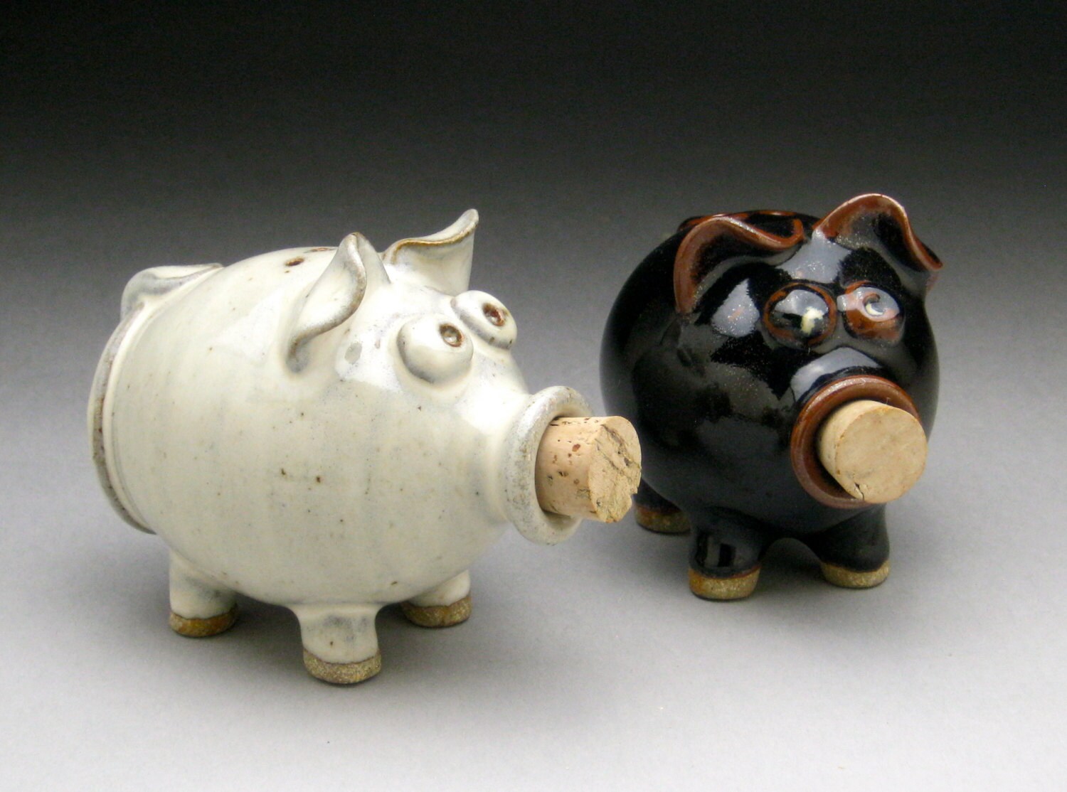 Hog Heaven Pigs with Wings Ceramic Magnetic Salt and Pepper Shaker Set