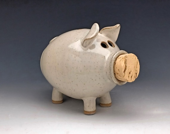 Ceramic Piggy Bank in White Made to Order Etsy