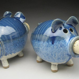 Ceramic Piggy Bank  in Blue and White - Made to Order