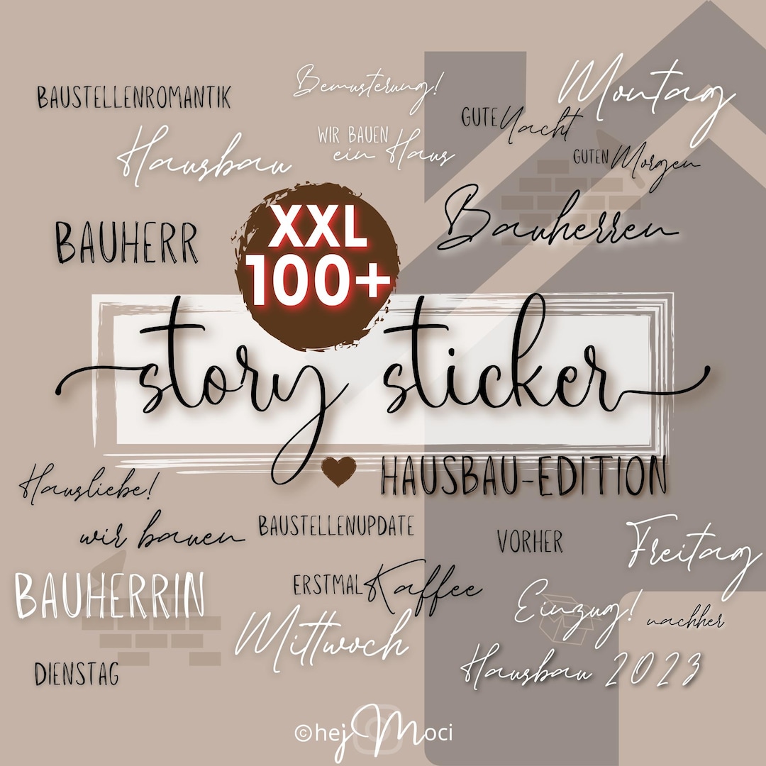 Sticker Building Example With Text 100+ Story Stickers House Building I Social Media I Instagram I Fonts I ...