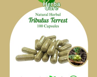 Cápsulas de Tribulus (Tribulus Terrestris) – Suplemento Herbal Botânico Orgânico Selvagem (100–500 cápsulas)