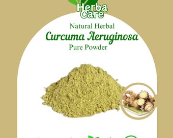 Cúrcuma preta orgânica em pó, Curcuma aeruginosa, especiaria natural à base de ervas.