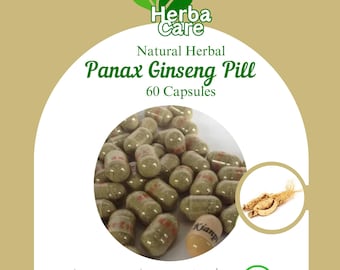 60 Capsules GINSENG PILLS Mixed Herbal Ginseng Radix Traditional herbs (Panax Ginseng Radix) 100% Organic Fresh Natural Mixture Herbs