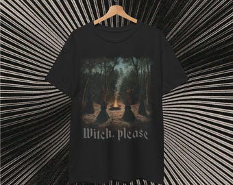 Dark Witch Ritual Unisex Heavy Cotton Tee, Halloween Witchcraft Shirt, Witch Please Graphic Tee, Witchy Apparel, Occult Fashion Top, Gothic