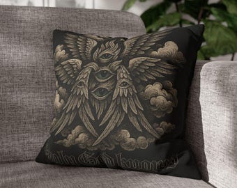 Gothic Angel Pillowcase - Spiritual Alternative Grunge Decor, Square Pillow Cover, Only God Knows, Biblically Correct, Home Accent