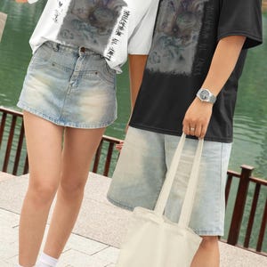 Inverted Surrealist Tee, Psychedelic Unisex Shirt, Lost in Spacetime Graphic Tshirt, Alternative Tee, Dreams are Real Barcode Top, wavy look image 6
