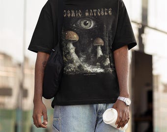Psychedelic Mushroom Spiritual Dreamscape Unisex Tee, Trippy Graphic T-Shirt, Third Eye Sky Shirt, Alternative Surrealism Top, Dream World