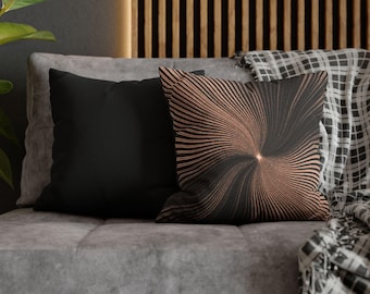 Abstract Spiral Square Pillowcase - Grey, Black and White, Beige Swirl Pattern - Home Decor Accent, Living Room Accessory, Bedroom Decor,