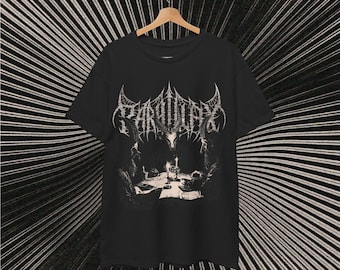 Camiseta unisex Baphomet 'Parallax', camiseta gráfica de banda de death metal, diseño gótico ocultista metalcore, fans del heavy metal, alternativa, camiseta gótica