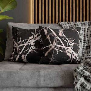 Pillowcase, Alternative Techno Punk Abstract Barbed Wire Razor Wire Goth Heavy Metal Edgy Decor, Gift for Music Lovers, Unique Pillow Cover