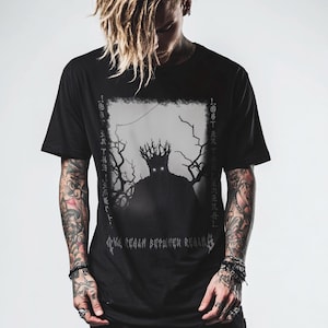 Dark Ethereal Unisex Tee, Three Realms Between Realms, Lost in the Liminal Shirt, Graphic Crowned Shadow, Alternative Fashion