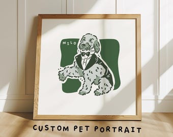 Custom Pet Portraits for Dog Cat, Pet Lover Personalized Illustration Gift For Wife, Custom Pet Memorial Wall Line Art Decor Dog Drawing
