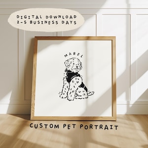Digital Custom Pet Portrait Using Photo, Personalized Minimalist Line Drawing, Pet Memorial Loss Gifts, Cat Dog Lover Cute Wall Art Decor