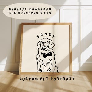 Ritratto digitale personalizzato di animali domestici per cani/gatti, disegno di arte lineare, cartone animato minimalista, regalo carino per animali domestici, regalo per amanti degli animali domestici disegnato male, regalo per la mamma