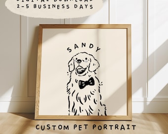 Digital Custom Pet Portrait for Dogs/Cats, Line Art Drawing Pet Memorial Gift, Cartoon Minimalist, Cute Personalized Pet Lover Gift For Mum