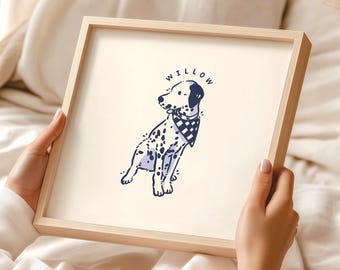 Digital Custom Pet Portrait, Personalized Dog Portrait, Unique Pet Decor Wall Art Drawing, Pet Loss Sympathy Gift, Printable Dog Lover Gifts