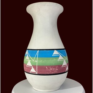 Pottery Vase Vintage Sioux 10.5" Handcrafted Geometric Design
