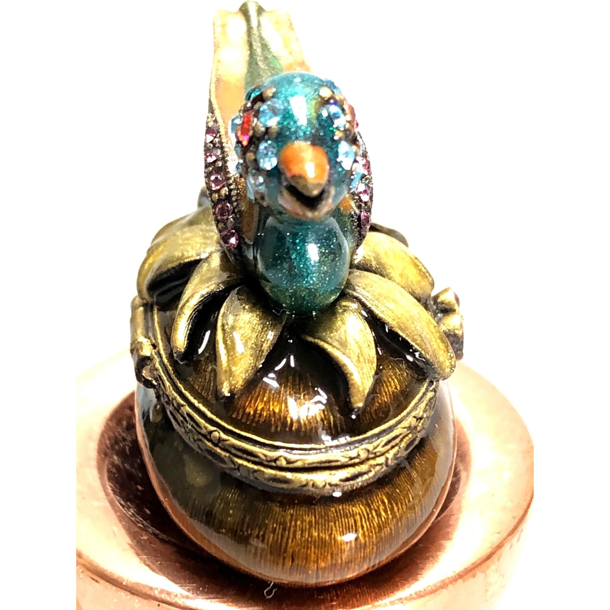 Vintage Jay Strongwater Bird Trinket Box With Hinged Lid Swarovski