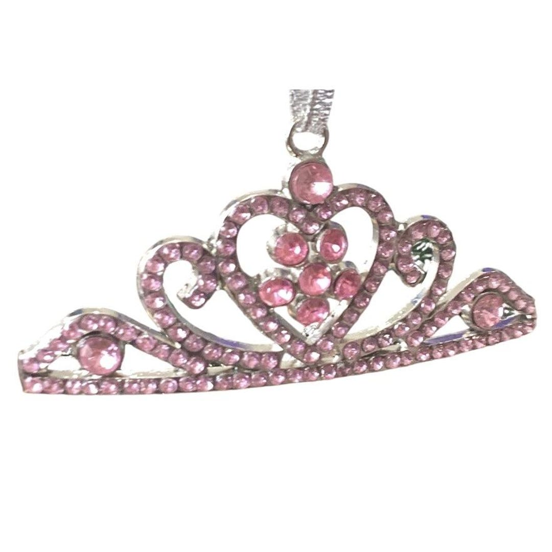 Pink Princess Rhinestone Pink Princess Tiara Rhinestones Hanging Ornament Christmas or Car Charm ...