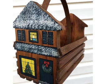 Wooden Basket House Themed Vintage Handmade Catch All Kitchen Country Farm Homie
