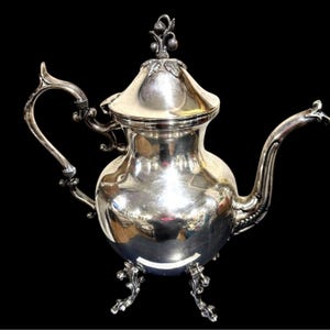 Vintage Coffee Pot Silver Plated Birmingham Teapot Baroque Victorian Estate Decor