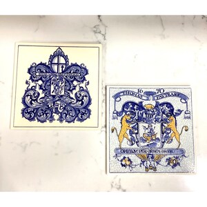 Set Of 2 Vintage Delft Style Decorative Ceramic Tiles With one tile chipped