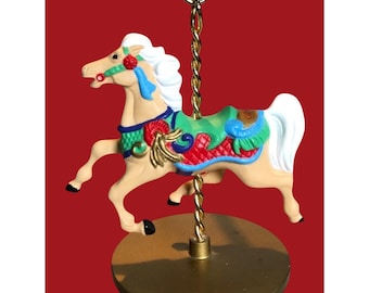 Christmas Ornament Ornaments Carousel Horse With Gold Base Hallmark