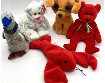 Ty Beanie Babies Plush Toy Collection Bear Osito Bird Pinchers Dog