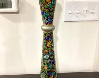 VNTG 20" X Tall Cloisonne Enamel Candle Holder Pillar Pillars Vibrant Home Set 2