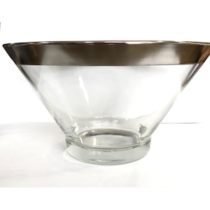 Glass Bowl With Silver Rim Mid-Century Modern Dorothy Thorpe