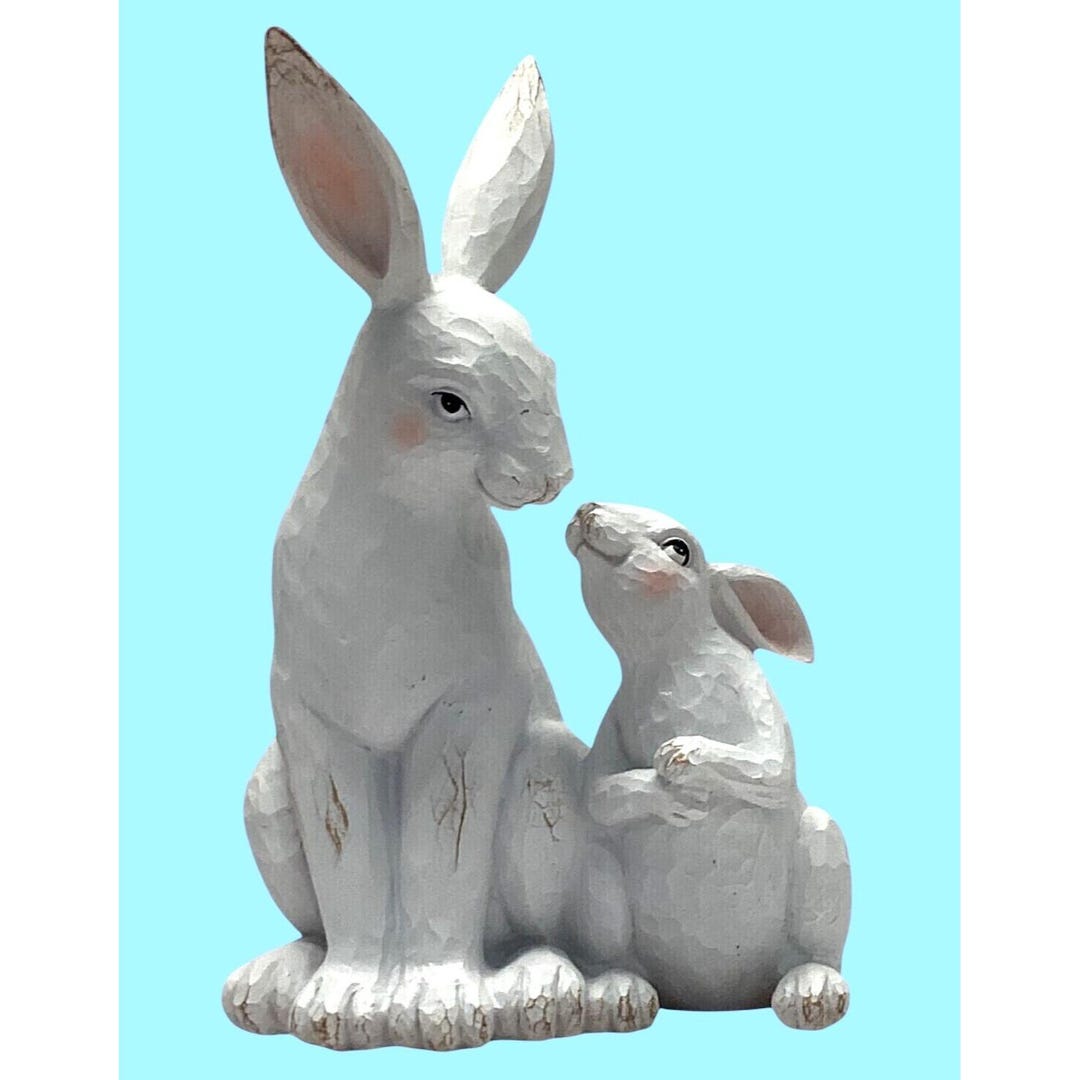 20 Inch White Resin Glittered Bunnies main image 0