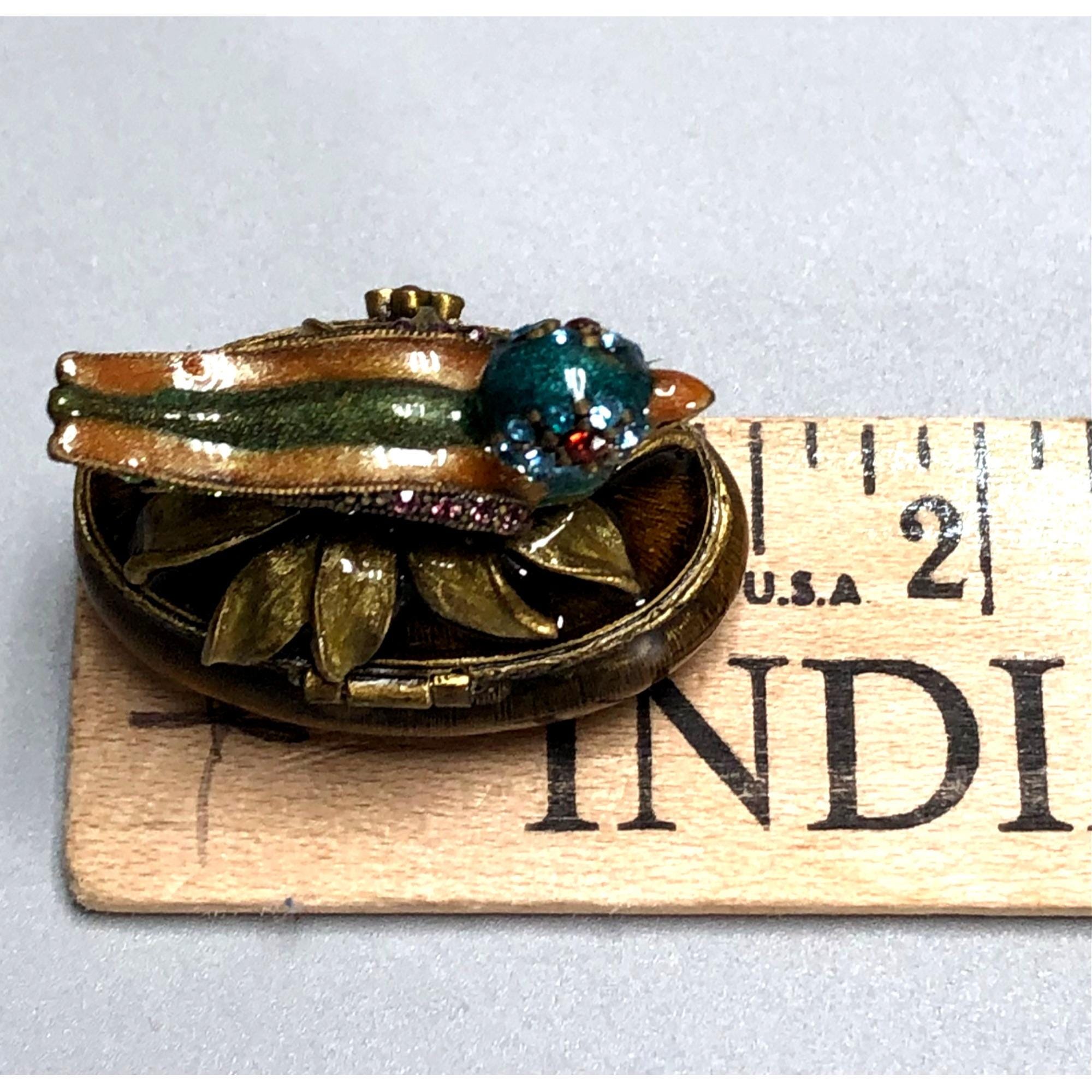 Vintage Jay Strongwater Bird Trinket Box With Hinged Lid Swarovski