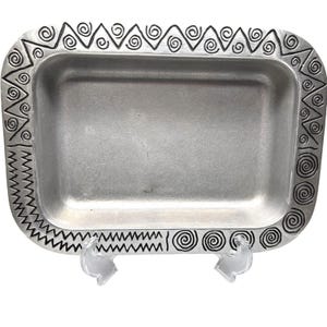 Wilton Armetale Pewter Rectangle Serving Platter Swirl Zigzag 14x11 Food Safe