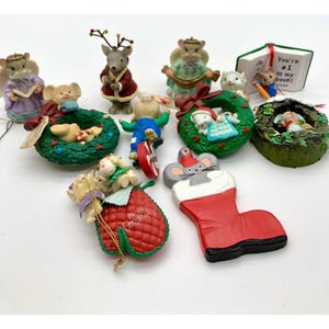 Lot Of 10 Collectible Christmas Mouse Ornaments  Ornaments Wreaths Stockings