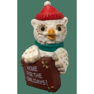 Christmas Ornament Ornaments Hallmark Keepsake Owl &quot;Home For The Owlidays&quot; 80s-90s Vintage