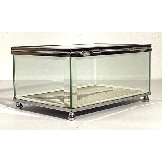 Glass Jewelry Trinket Box Eiffel Tower Print & Si… - image 5