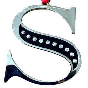Harvey Lewis Initial "S" Christmas Ornament Crystals  Or Car Charm Silver