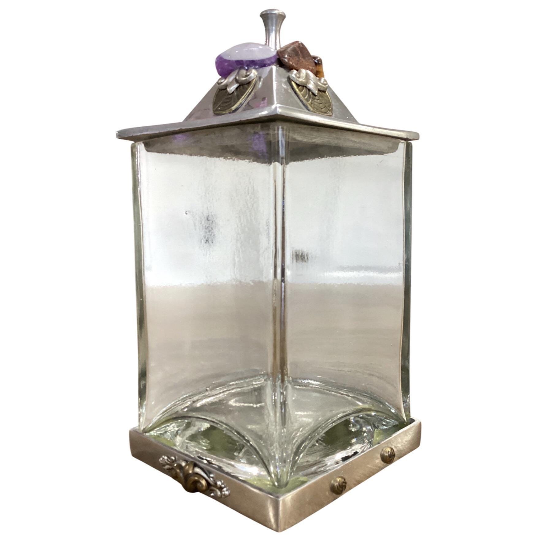 【中古】 ガラス館/ハーパーコリンズ・ジャパン/アン・スチュアート Ann Cichon Dallas Jar Storage Decor Glass Canister Pewter Gemstone