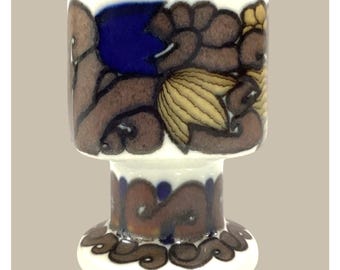 Kalevala Egg Cup Finland Kalevala Ceramic 1981 Brown Blue Collectible