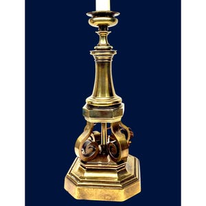 Stiffel Table Lamp Bronze Scrolling Accent Octagonal Base 32&quot;