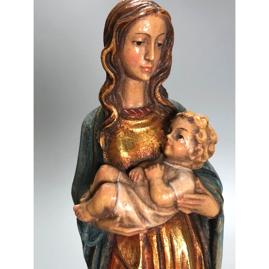 Vintage Italian Wood Madonna & Child Jesus Virgin Mary Religious ...