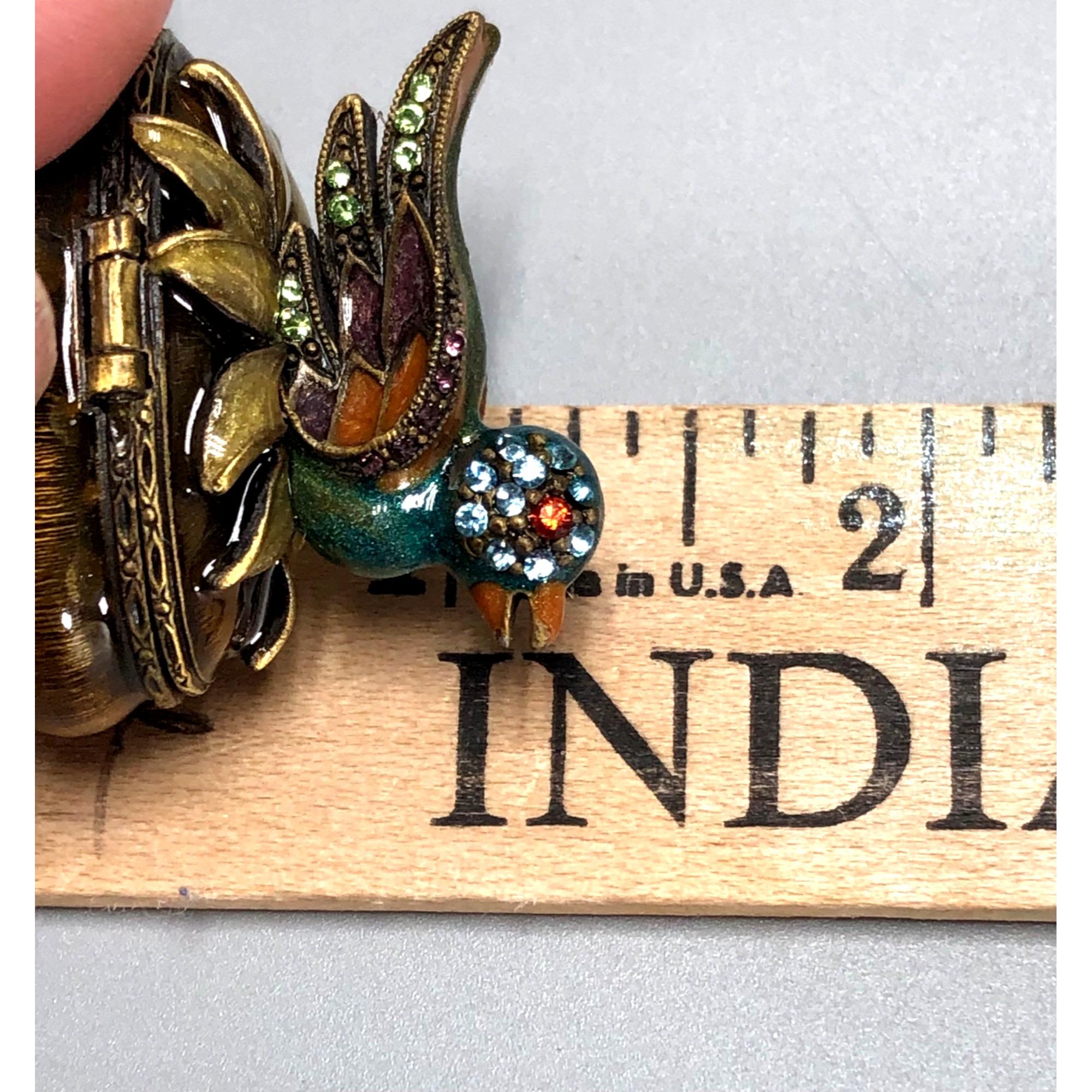 Vintage Jay Strongwater Bird Trinket Box With Hinged Lid Swarovski