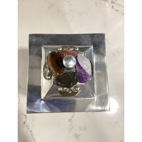 Ann Cichon Dallas Jar Storage Decor Glass Canister Pewter Gemstone