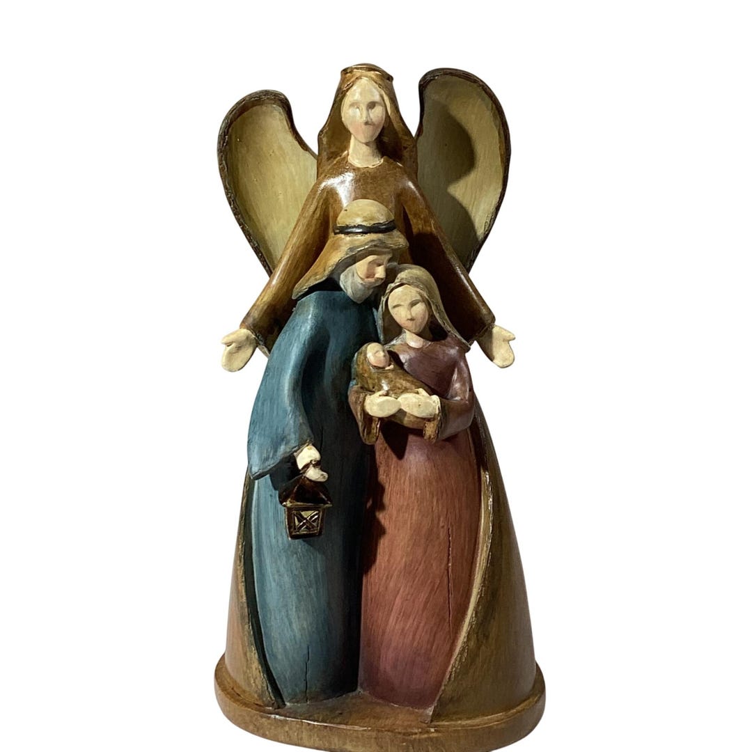 Nativity Scene Angel With Mary Joseph Baby Jesus Figurine Tii ...